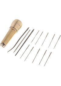 1 Chiếc Đồng Lều Da Vải May Awl + 13 Chiếc Cong Thẳng Kim