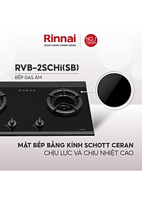 Bếp gas âm đầu đốt trong Rinnai RVB-2SCHi(SB) mặt bếp kính SCHOTT và kiềng bếp gang - Hàng chính hãng