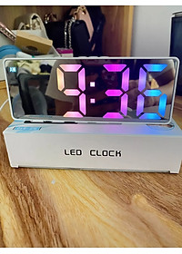 Đồng Hồ Led, Đồng Hồ Để Bàn RGB, Có Báo Thức, Hiển Thị Thời Gian, Nhiệt Độ, Có Cảm Biến Ánh Sáng Tự Động, Decor Phòng Ngủ Chill