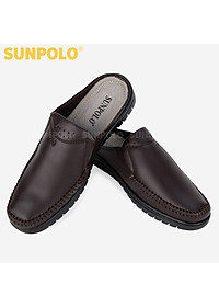 Dép Sục, Dép Sapo Nam Da Bò SUNPOLO SPO293 Bền đẹp (Đen, Nâu)