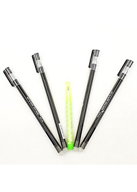 Vỉ 4 Bút Bi Mực Gel Xóa Được Nắp Đậy - 0.5mm Stacom-VGBP104_A - Mực Đen - Kèm 1 Bút Chì PC202