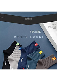 [T10] Combo 5 đôi tất nam cổ cao thể thao Hàn Quốc vớ nam cao cấp co giãn 4 chiều
