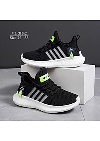 Giày thể thao bé trai màu đen 3 - 12 tuổi khóa rút sành điệu đế siêu nhẹ chống trơn cho trẻ em nam đi học chạy bộ thời trang năng động và cá tính NHÍM SHOP GH42