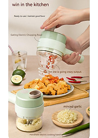 Máy xay mini cầm tay 3 trong 1 (máy xay nghiền tỏi ớt, rau củ, sinh tố;, máy nạo gọt hoa quả; máy cắt sợi, thái lát đồ ăn) dễ dàng vệ sinh - Chính hãng MINIIN (Giao màu ngẫu nhiên)
