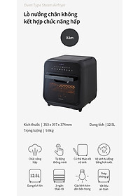Lò nướng chân không kết hợp chức năng hấp Lock&Lock EJF693GRY Steam Air Fryer Oven (12.5 Lít) - Hàng chính hãng