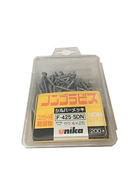 Combo Vít bê tông 4mm đầu bằng F425 & mũi khoan tường đuôi lục giác 3.2mm Unika (không cần tắc kê nhựa)