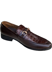 Giày tây nam Trường  Hải da bò dập vân cá sấu màu nâu  cao cấp đế cao 4cm GT210