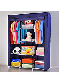 Tủ Quần Áo Cải Tiến Thế Hệ Mới, Tủ Vải Quần Áo 3 Buồng 8 Ngăn 1,7m Cao Cấp