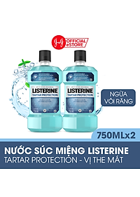 Bộ 2 Chai Nước súc miệng ngăn ngừa mảng bám Listerine Tartar Protection 750mlx2