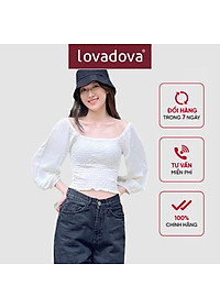 Áo Kiểu, Dài Tay, Cách Điệu Nhún Ngực, Eo, Tay Áo, Màu Trắng - Lovadova 21B04C001