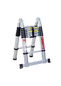 Thang nhôm rút gọn chữ A  FUJIHOME TLA08 ( Chiều cao chữ A  2,5m - Cao chữ I 5m, Khóa an toàn, đế chống trượt) Hàng Chính hãng