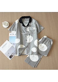 Pijama nữ thô đũi, Đồ bộ mặc nhà mùa hè ngắn tay cho nữ Azuno AZ2992