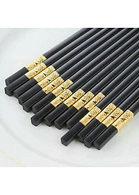 Hộp 10 Đôi Đũa  Sừng Chất Liệu Hợp Kim Mạ Vàng Cao Cấp Đầu Đũa Có Chống Trơn - Hàng Loại 1 - Chính Hãng MINIIN