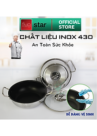 Nồi inox chống dính cao cấp Fivestar nắp kính inox 430 , tặng 5 muỗng ăn 18cm | 20cm | 22cm | 24cm | 26cm | 28cm