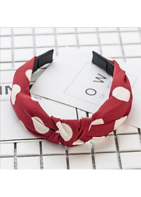 Bờm cài tóc turban nữ BN24A bản to đỏ chấm bi trắng