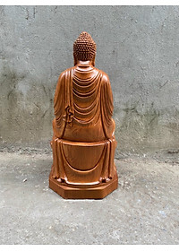 Tượng phật thích ca mâu ni được làm bằng chất liệu gỗ hương đá kt 40×22×21cm