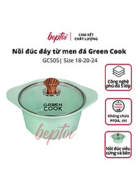 Nồi (quánh) đúc đáy từ Green Cook, nồi chống dính bếp từ men đá xanh ngọc Green Cook GCS05-IH công nghệ Hàn Quốc