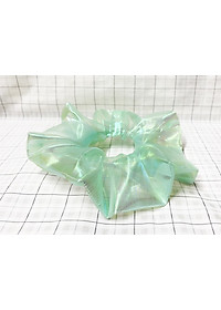 Cột tóc scrunchies màu xanh lá ánh kim