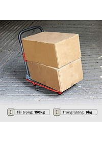 Xe đẩy hàng 4 bánh gấp gọn sàn thép FUJIHOME nhập khẩu, xe kéo hàng xếp gọn, bánh xe có chốt hãm - hàng chính hãng