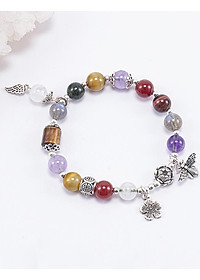Vòng Tay Phong Thủy Nữ Đá Thiên Nhiên Đa Sắc Phối Charm Ong Bạc (8mm) Nhiều Mệnh Ngọc Quý Gemstones