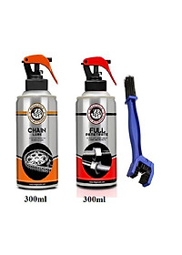  Combo chai bảo dưỡng sên Megacools Chain Lube 300ml và xịt vệ sinh sên Megacools tặng bàn chải 3D