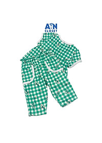 Bộ quần dài áo tay ngắn họa tiết Hoa Caro xanh lá thun cotton - AICDBGWP9IPJ - AIN Closet