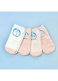 Set hộp 4 đôi tất nữ NICESOKS chất liệu cotton cao cấp, ngắn cổ thể thao, họa tiết Doraemon , hàng chính hãng NS5005FS