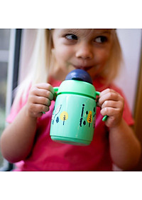 Bình tập uống nước có ống hút đáy nặng kháng khuẩn chống tràn, chống sặc Tommee Tippee SuperStar, 300ml, cho bé từ 6 tháng – Xanh lá