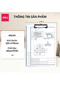Bìa trình ký nhựa A4 Deli đơn, Bìa kẹp nhựa giấy, tài liệu, kẹp hồ sơ A4 một mặt, màu pastel học sinh văn phòng