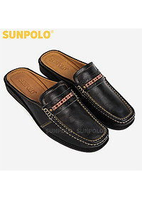 Giày Sapo Nam Da Bò Bít Mũi Cao Cấp SUNPOLO SPO002 (Đen)