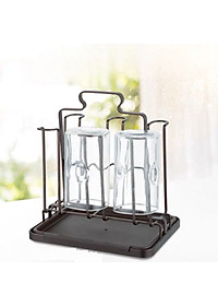 Khay giá úp ly cốc tròn chữ nhật sơn tĩnh điện kèm bộ khay hứng nước cao cấp tiện dụng
