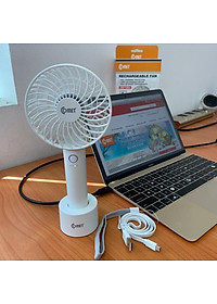 Hàng chính hãng - Quạt Sạc Cầm Tay Cao Cấp Comet CRF1004 4W có đế rời, 6 cánh quạt