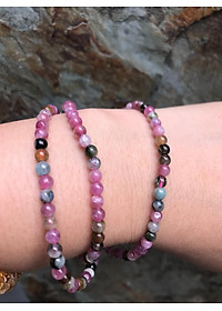 VÒNG TAY PHONG THỦY  ĐÁ TOURMALINE TỰ NHIÊN XINH QUẤN TAY 3 VÒNG ĐỦ MÀU ĐẸP 3ly9 NỮ TẤT CẢ CÁC MỆNH ĐEO