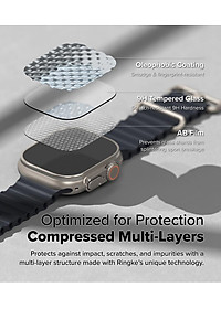 Bộ 2 dán cường lực Apple Watch Ultra 3/2/1 RINGKE Easy Slide Tempered Glass - Hàng Chính Hãng