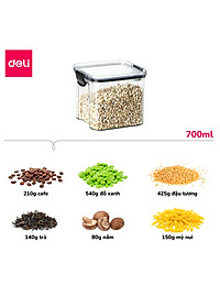 Hộp Nhựa Đựng Thực Phẩm Khô DELI- Hộp Nhựa Đựng Ngũ Cốc Đồ Khô Nắp Kín Chống Ẩm Mốc Nắp Kín Sắp Xếp Nhà Bếp Bảo Quản Thực Phẩm Phân Chia Thực Phẩm Chống Mùi Tủ Lạnh Chống Tràn Chống Rò Rỉ