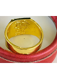 Combo Nhẫn nam Phong Thủy kèm Hộp đựng lót Nỉ, Khắc Chữ CÁT TƯỜNG, Chữ PHÁT, Chữ LỘC, Hợp Kim không rỉ, mạ vàng 18K, Size Nhẫn 18, Phù Hợp Nam Từ 55 – 80kg