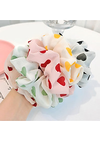 Dây buộc tóc Scrunchies vải mềm Vintage hình tim trẻ trung HD61