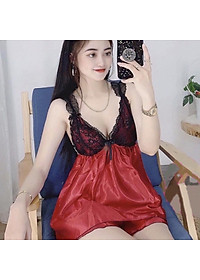 Đồ ngủ sexy nữ Đồ ngủ 2 dây viền ren đen không mút, chất phi mịn quyến rũ 382