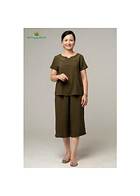 Bộ lanh mặc nhà nữ, màu trơn quần lửng áo cộc tay B26.2105 - Thời Trang Gia Đình VT