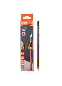Bút 2B kèm tẩy Deli - sọc neon nhiều màu - 12 cây/hộp - E37013 / E37014 / E37015 / E37016/ E37000/ E58103/ E10902