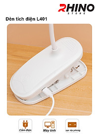 Đèn học LED gắn kẹp bảo vệ mắt chống cận cảm ứng Rhino L401, tích điện đa năng làm việc, để bàn học - Hàng chính hãng