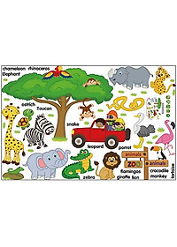Sticker Decal dán tường  Tiếng anh các loài vật SK9084
