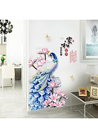 Decal dán tường Tranh Dán Tường Con Công Xanh SK9374
