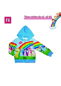 Áo khoác bé gái hình cầu vồng từ 11-43kg - Chất liệu thun cotton da cá in 3D