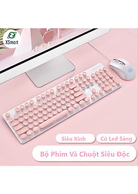 Bộ Bàn Phím Và Chuột Siêu Xinh N518 Cao Cấp Có Đèn Led Sáng Chữ, Bấm Siêu Chuẩn – Hàng Chính Hãng