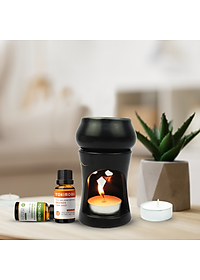 Bộ Đèn Xông Tinh Dầu TOKI MORI bằng nến kèm 2 chai tinh dầu 10ml Sả Chanh, Cam Ngọt, Nến Sáp, Khử Mùi, Làm Thơm, Trang Trí Nhà ở, Văn Phòng, Quà tặng