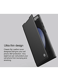 Bao da chống sốc cho Samsung Galaxy S24 Ultra, S24 Plus, S24 trang bị nắp bảo vệ Camera hiệu Nillkin Qin Pro (ngăn đựng thẻ ATM Name Card, chất liệu da cao cấp, thiết kế thời trang cá tính) - Hàng nhập khẩu
