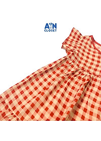 Đầm bé gái họa tiết Caro đỏ cam đũi xốp - AICDBGKVDHXQ - AIN Closet