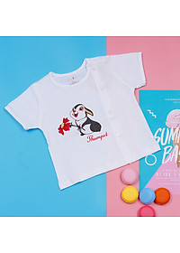 Áo sơ sinh cotton bác sĩ tay ngắn