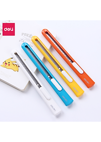 Dao rọc giấy mini nhỏ 80mm Deli - 4 màu Xanh dương/ Cam/ Trắng/ Vàng - 2025